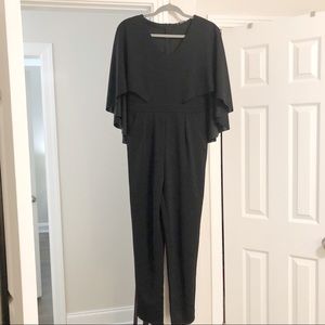 SHEIN Caped Black Jumpsuit with Pockets